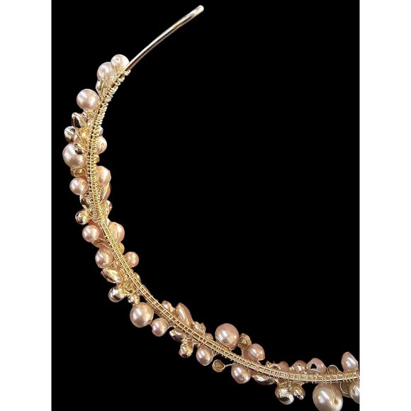 Large Gold/Pearl/Crystal Tiara/Headband - Marionat - NWT main image 7